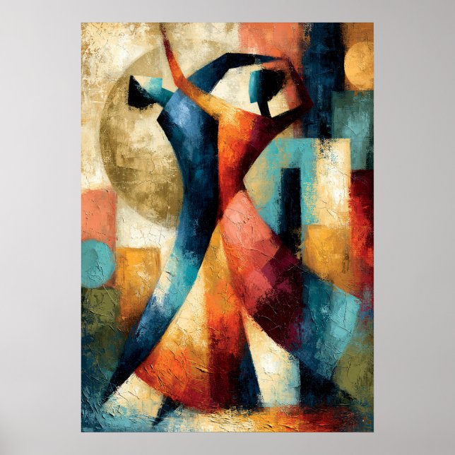 Poster Formes de danse Art figuratif géométrique japonais (Devant)