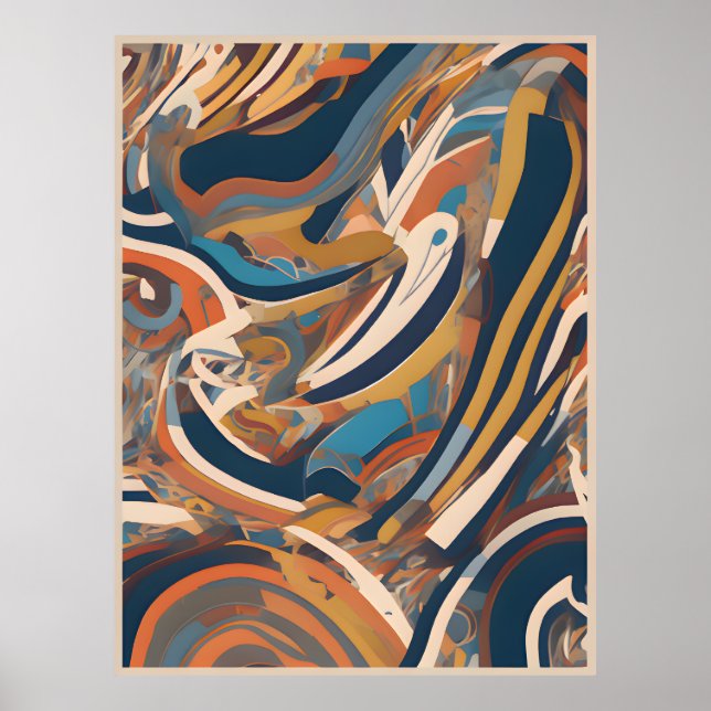 Poster Formes de fluides : Art Abstrait, Couleurs de flui (Devant)