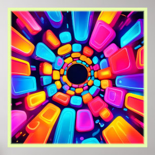 Poster Formes de néon Art tunnel Abstrait