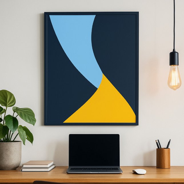 Poster Formes de vague jaune et bleu (Créateur téléchargé)