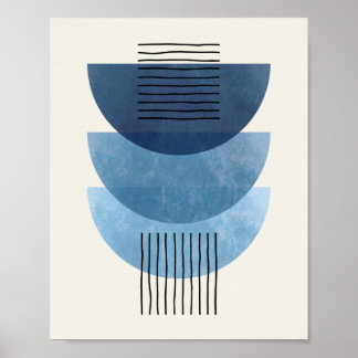 Poster Formes du milieu du siècle BLUE moderne abstrait