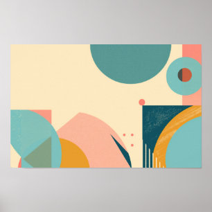 Poster Formes géométriques arrière - plan en bleu et rose