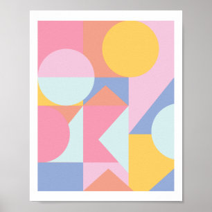 Poster Formes géométriques colorées mignonnes Collage d'a