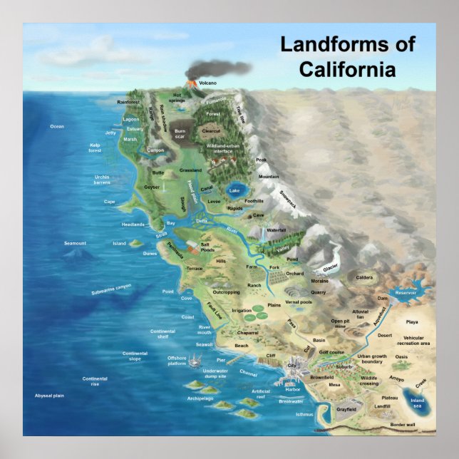 Poster Formes terrestres de Californie (Devant)