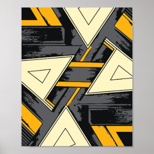 Poster Formes triangulaires se coupant en jaune et crème
