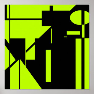 Poster Formes vertes de chaux sur le MCM Abstrait noir