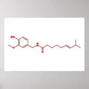 Poster Formule chimique moléculaire de la capsaïcine du p