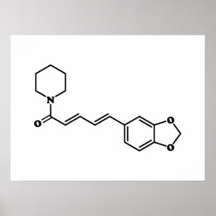 Poster Formule chimique moléculaire de poivre noir Piperi
