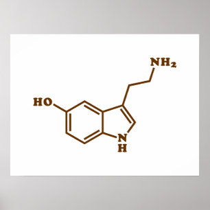 Poster Formule chimique moléculaire de sérotonine