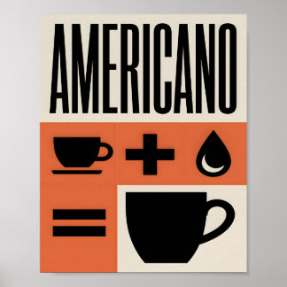 Poster Formule de café Americano Minimaliste Orange