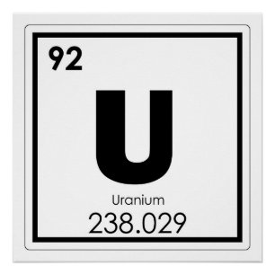 Poster Formule en uranium de chimie de symbole d'élément