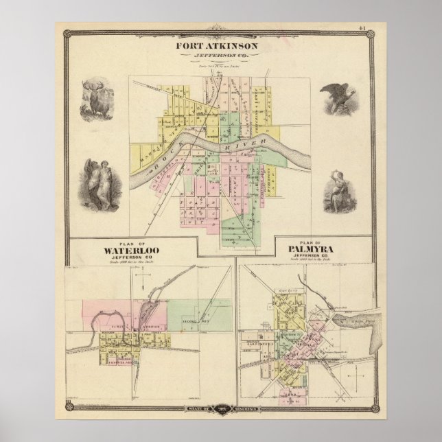 Poster Fort Atkinson, Waterloo et Palmyra, Jefferson Co (Devant)