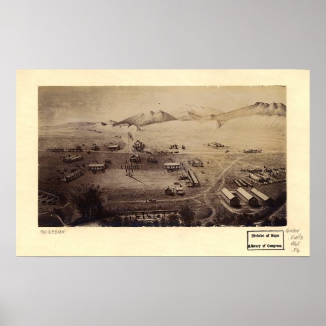 Poster Fort Collins Colorado 1865 Carte panoramique (Devant)