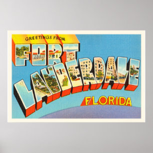 Poster Fort Lauderdale #2 Florida FL Old Travel Souvenir