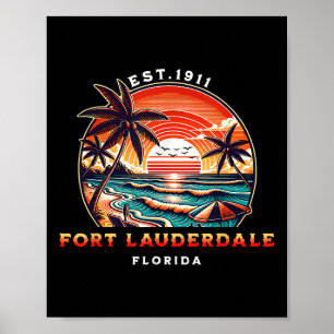 Poster Fort Lauderdale Floride Plage Vintage 
