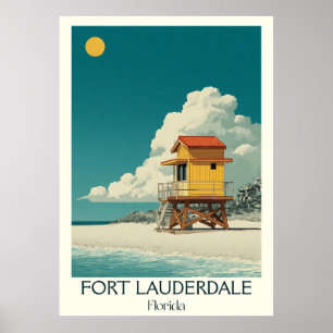 Poster Fort Lauderdale Floride Vintage Beach Travel Art