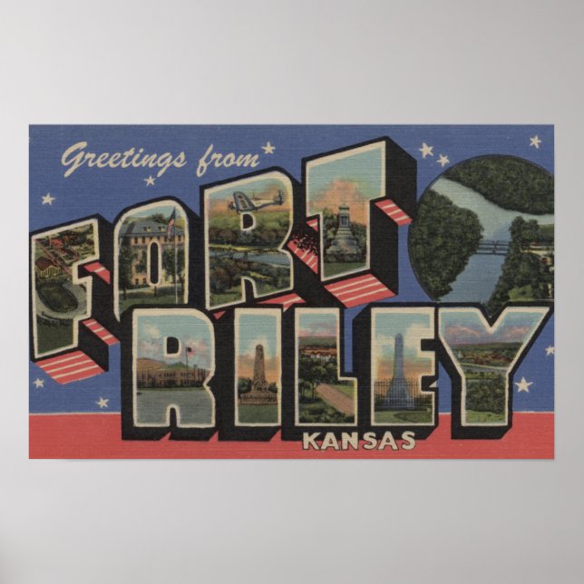 Poster Fort Riley, Kansas - Scènes de grandes lettres (Devant)