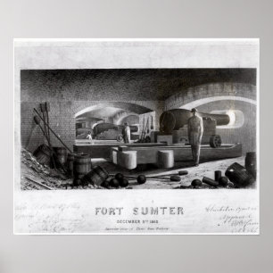 Poster Fort Sumter, Vue intérieure de la batterie à trois