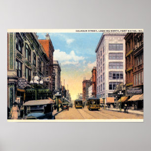 Poster Fort Wayne, Indiana Calhoun Street 1920