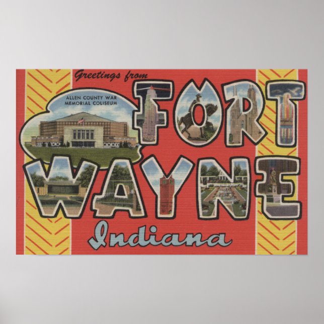 Poster Fort Wayne, Indiana - Scènes de grandes lettres (Devant)