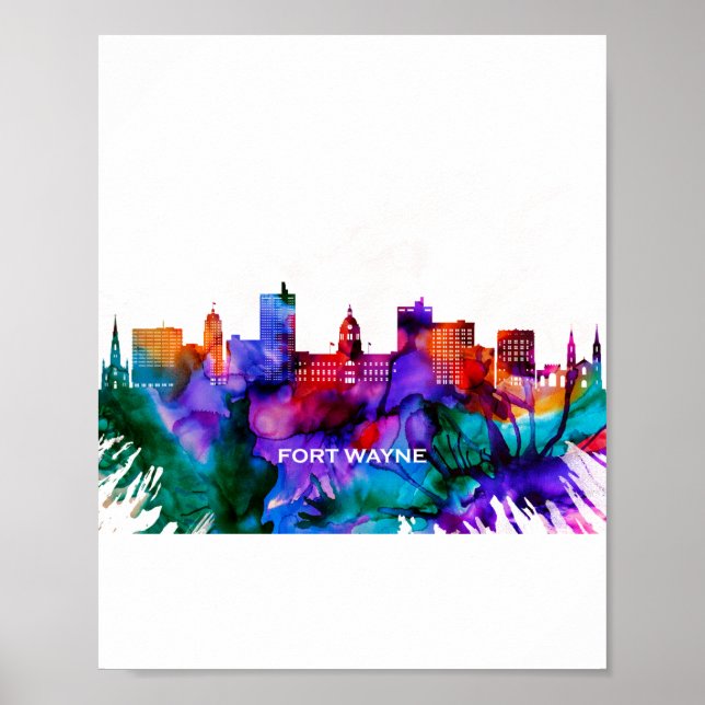 Poster Fort Wayne Skyline (Devant)