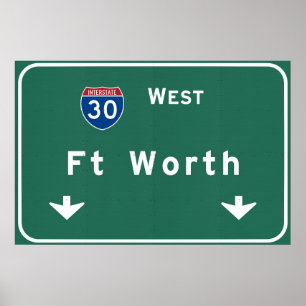 Poster Fort Worth Texas tx Interstate Highway Freeway :