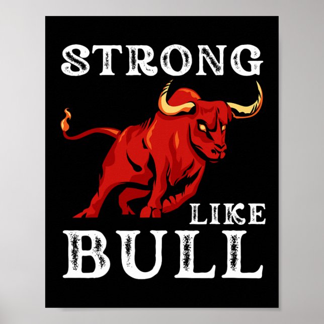 Poster Forte Comme Un Taureau Poids Powerlifter Bodybuild (Devant)