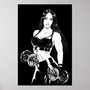 Poster Forte et belle salle de gym fitness fitness fille 