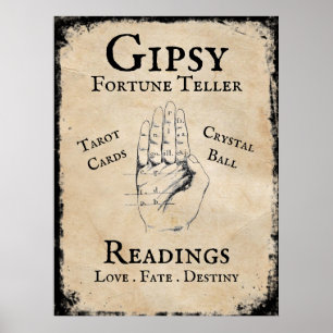 Poster Fortune gitane indiquant l'appui vertical de