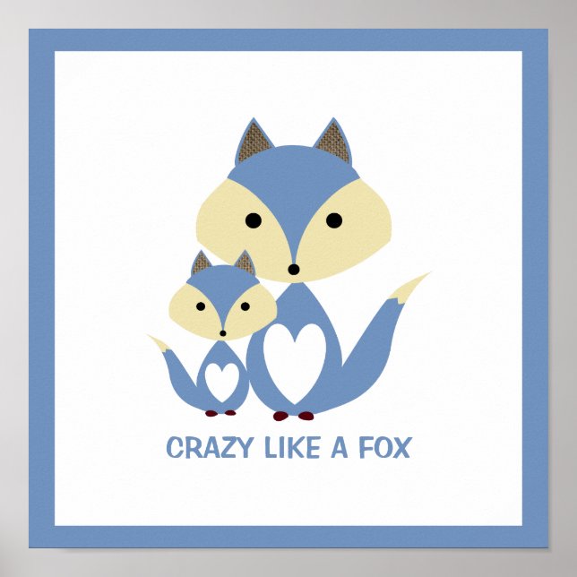 Poster Fou comme un renard, Blue Fox Burlap (Devant)