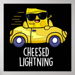 Poster Foudre au fromage Funny Cheese Pun Dark BG