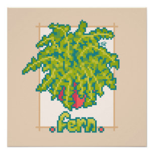 Poster Fougère, Pixel Art