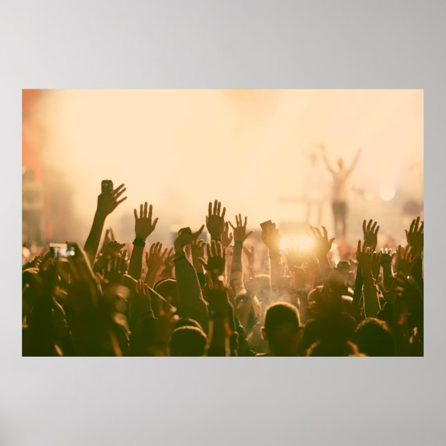 Poster Foule au concert - retro style photoconcert, foule (Devant)