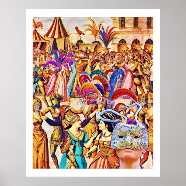 Poster Foule célébrant le carnaval (Devant)