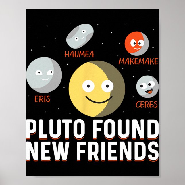 Poster Found New Friends Dwarf Planets Astronomy Kids  (Devant)