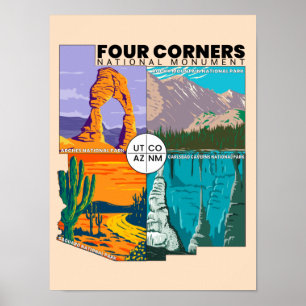 Poster Four Corners National Monument with National Parks