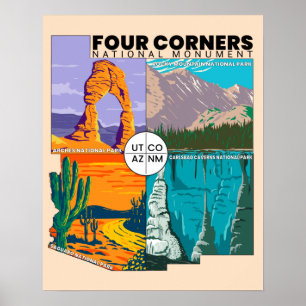 Poster Four Corners National Monument with National Parks