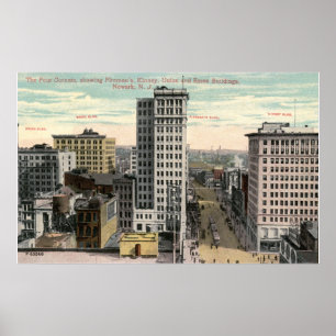 Poster Four Corners, Newark, NJ c1915 Vintage