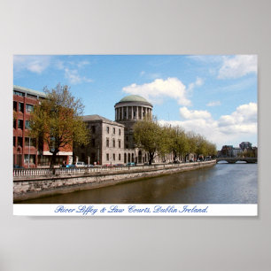 Poster Four Courts & River Liffey, Dublin City Irlande