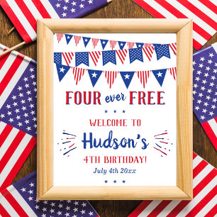 Poster Four Ever Free ! Fête du 4 juillet Anniversaire de
