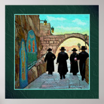 Four Rabbis Walking in Jerusalem Street Art Imprim