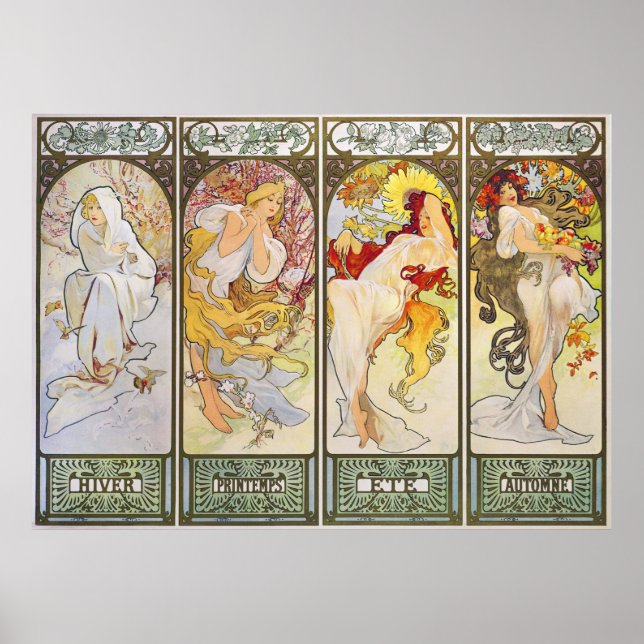 Poster Four Seasons par Alphonse Mucha (Devant)