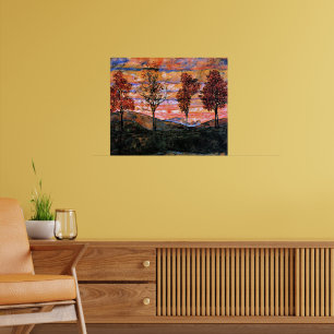 Poster Four Trees, art d'Egon Schiele,