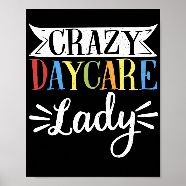 Poster Fournisseur de garde d'enfants Crazy garderie Lady (Devant)