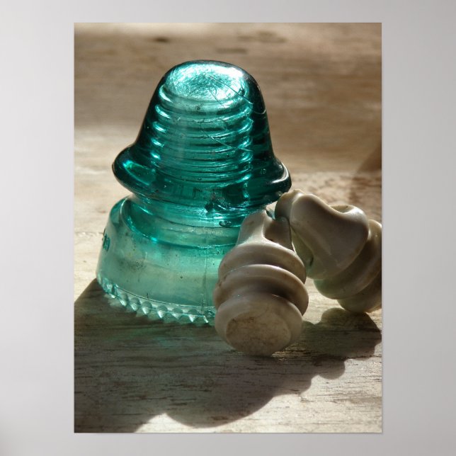 Poster Fournitures électriques vintages en verre (Devant)