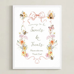 Poster Fournitures pour Baby Shower "Maman abeille" à l'a