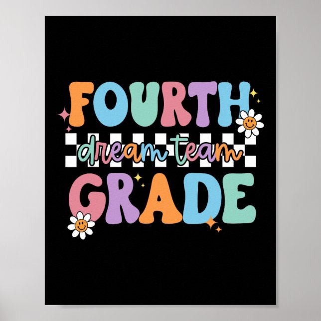 Poster Fourth Grade Dream Team Back To School 4th Grade T (Devant)