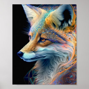 Poster Fox Animal Portrait Nature Faune Peinture