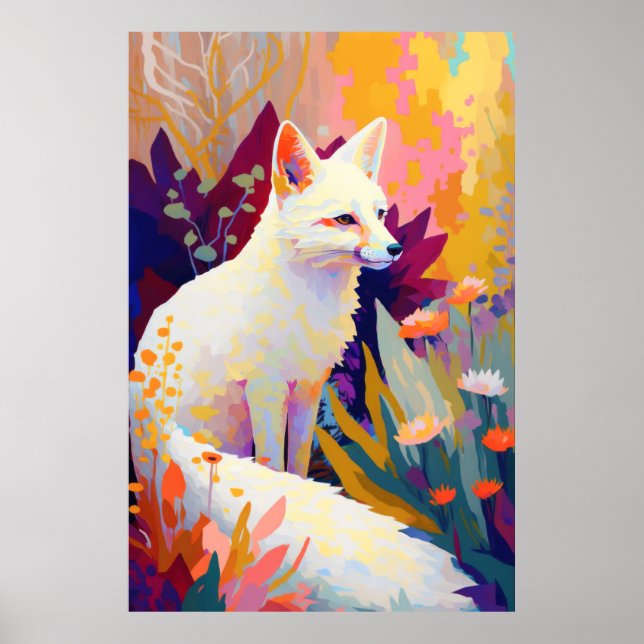 Poster Fox Animal Portrait Peinture Faune Art Extérieur (Devant)