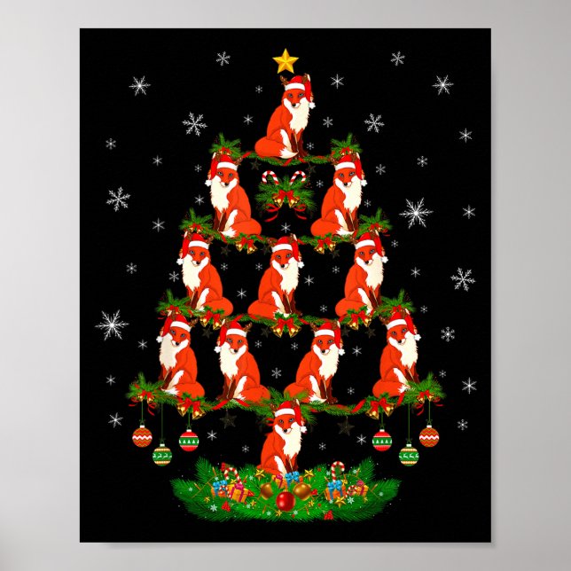 Poster Fox Christmas Tree Funny Xmas Lover  (Devant)
